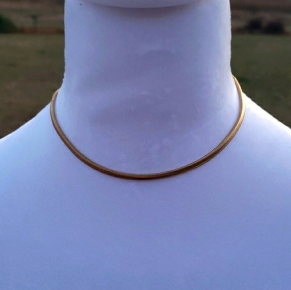 15. Gold Plated Herringbone Necklace with Lobster Clasp - Picture 6 of 7